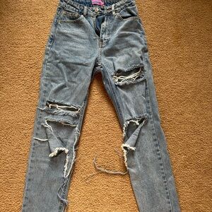 Distressed Blue Denim Jeans